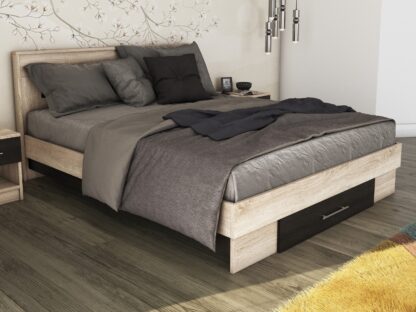 Pat Beta cu Noptiere, Sonoma/Wenge, 160x200 cm - imagine 5