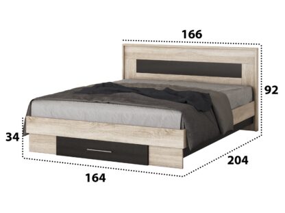 Pat Beta cu Noptiere, Sonoma/Wenge, 160x200 cm - imagine 3