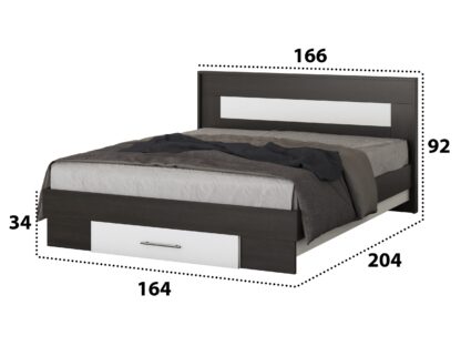 Pat Beta cu Noptiere, Wenge/Alb, 160x200 cm - imagine 4