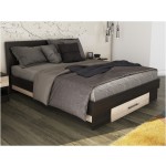 Pat Beta cu Saltea si Noptiere, Wenge/Sonoma, 160x200 cm - imagine 7