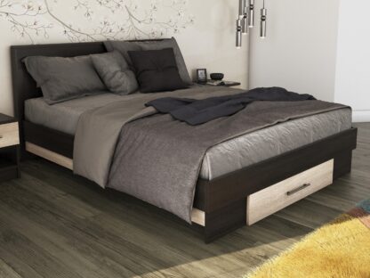 Pat Beta cu Noptiere, Wenge/Sonoma, 160x200 cm - imagine 5