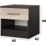 Pat Beta cu Saltea si Noptiere, Wenge/Sonoma, 160x200 cm - imagine 8