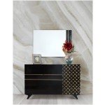 Dormitor Glamour, negru/auriu, pat 160x200, dulp cu 2 usi culisante, comoda, 2 noptiere - imagine 2