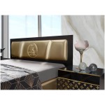 Dormitor Glamour, negru/auriu, pat 160x200, dulp cu 2 usi culisante, comoda, 2 noptiere - imagine 4