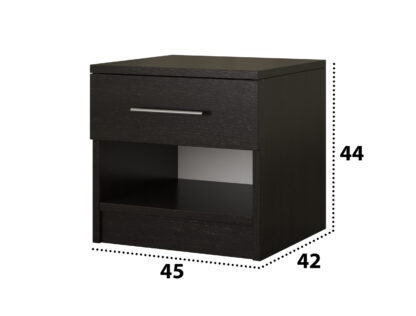 Noptiera Beta, Wenge, 45x44x42 cm - imagine 2