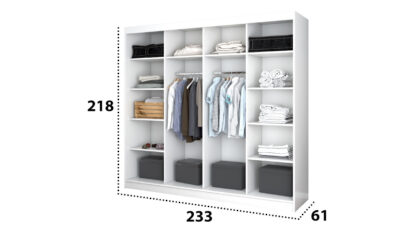 Dressing Ovidiu 32, 233x218x61 cm, culoare alb/gri - imagine 2