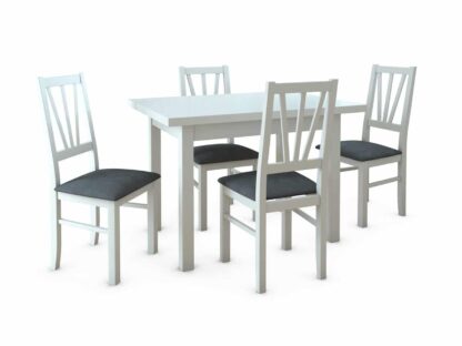 Masa living Franta, alb, extensibila 80/110x80x78 cm, lemn masiv de fag/pal - imagine 2