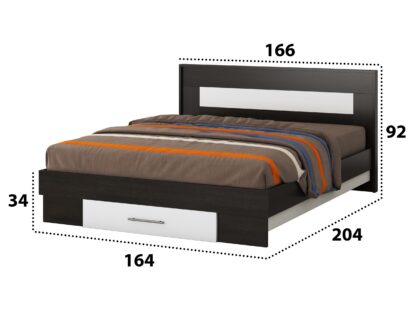 Pat Beta cu Saltea, Wenge/Alb, 160x200 cm - imagine 4