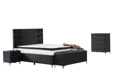 Pat Magic cu saltea 160x200 cm, negru - imagine 2