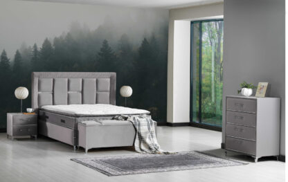 Pat Western cu saltea 160x200 cm, gri
