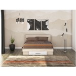 Pat Beta cu Saltea, Sonoma/Alb, 160x200 cm - imagine 3