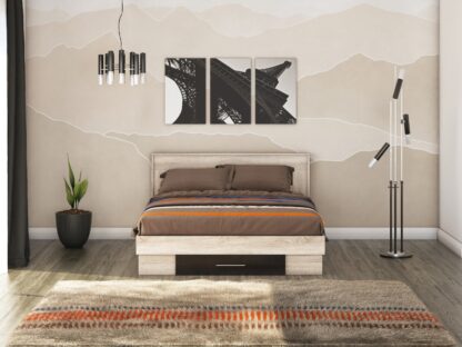Pat Beta cu saltea Nova 140x200cm, Sonoma/Wenge - imagine 3