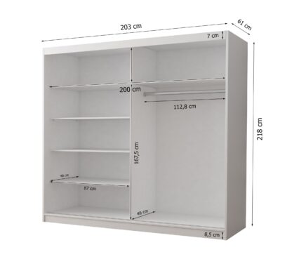 Dressing Ovidiu 31, 203x218x61 cm, culoare alb/negru - imagine 3