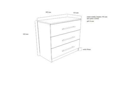 Comoda Beta, Alb, 90x82x42.5 cm - imagine 3