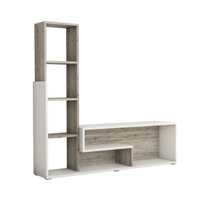 Biblioteca living Anya, 151x142 cm, PAL, alb/klondike - imagine 2