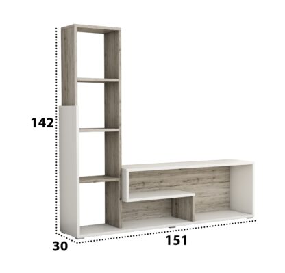 Biblioteca living Anya, 151x142 cm, PAL, alb/klondike - imagine 3