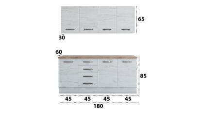 Bucatarie Alfa cu blat termic fara vitrina, 180x210x60 cm, alb murdar - imagine 4