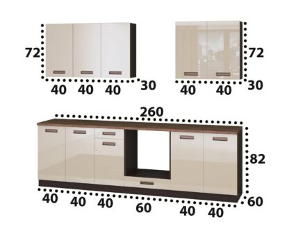 Set Bucatarie Tafne, 260 cm, Bej Lucios - imagine 5