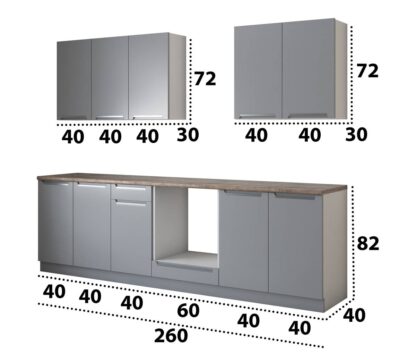Set Bucatarie Iris, 260 cm, gri grenola/ferro - imagine 5