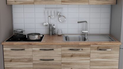 Bucatarie Alfa cu blat termic fara vitrina, 180x210x60 cm, lyon - imagine 2