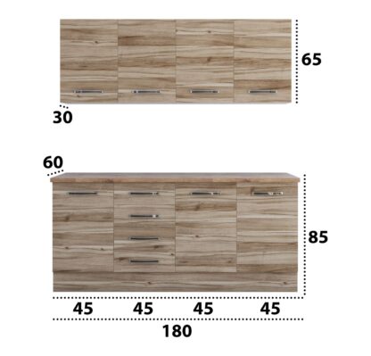 Bucatarie Alfa cu blat termic fara vitrina, 180x210x60 cm, lyon - imagine 5