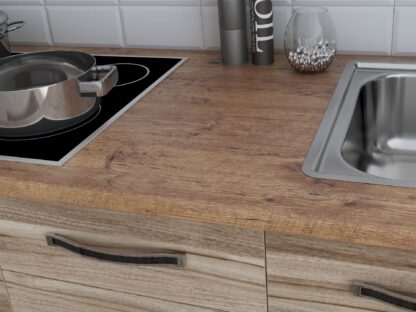 Bucatarie Alfa cu blat termic fara vitrina, 180x210x60 cm, lyon/wenge - imagine 3