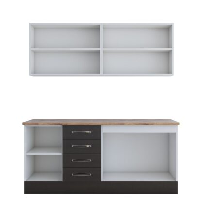 Bucatarie Alfa cu blat termic fara vitrina, 180x210x60 cm, wenge - imagine 5