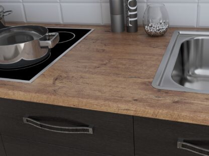 Bucatarie Alfa cu blat termic fara vitrina, 180x210x60 cm, wenge - imagine 3