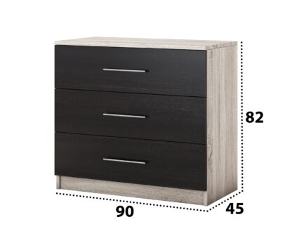 Comoda Beta, Sonoma/Wenge, 90x82x42.5 cm - imagine 2
