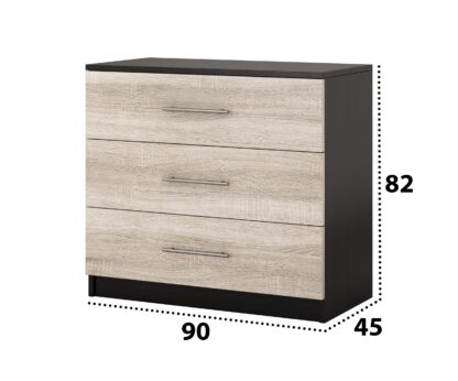 Comoda Beta, Wenge/Sonoma, 90x82x42.5 cm - imagine 2
