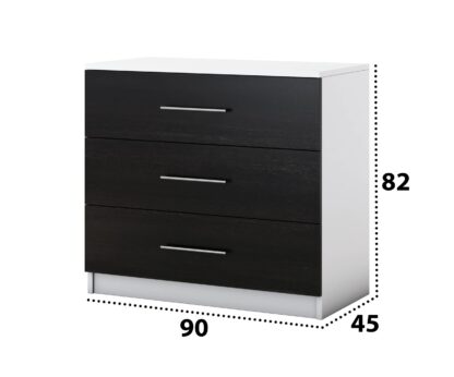 Comoda Beta, Alb/Wenge, 90x82x42.5 cm - imagine 2