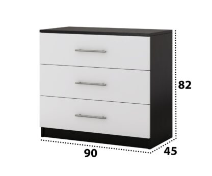 Comoda Beta, Wenge/Alb, 90x82x42.5 cm - imagine 2