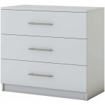 Set Dormitor Beta, Alb, Dulap 150 cm, Pat 160x200 cm, 2 noptiere, comoda - imagine 3