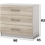 Set Dormitor Beta, Alb/Sonoma, Dulap 150 cm, Pat 160x200 cm, 2 noptiere, comoda - imagine 10