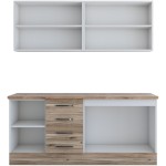 Bucatarie Alfa cu blat termic fara vitrina, 180x210x60 cm, lyon/alb - imagine 5