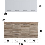 Bucatarie Alfa cu blat termic fara vitrina, 180x210x60 cm, lyon/alb - imagine 4