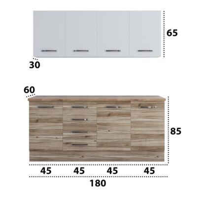 Bucatarie Alfa cu blat termic fara vitrina, 180x210x60 cm, lyon/alb - imagine 4