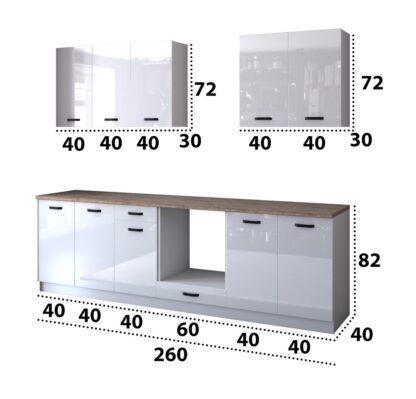 Set Bucatarie Top Line, 260 cm, Alb lucios - imagine 5