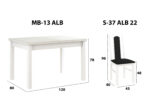 Set masa extensibila 120x150cm cu 6 scaune tapitate, MB-13 Max5 si S-37 Boss7 29B, Alb, Lemn masiv de fag, Stofa - imagine 10