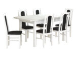 Set masa extensibila 120x150cm cu 6 scaune tapitate, MB-13 Max5 si S-37 Boss7 29B, Alb, Lemn masiv de fag, Stofa - imagine 3