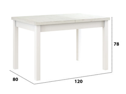 Set masa extensibila 120x150cm cu 6 scaune tapitate, MB-13 Max5 si S-37 Boss7 29B, Alb, Lemn masiv de fag, Stofa - imagine 7
