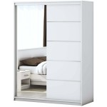 Set Dormitor Beta, Alb/Sonoma, Dulap 150 cm, Pat 160x200 cm, 2 noptiere, comoda - imagine 4