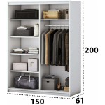 Set Dormitor Beta, Alb/Sonoma, Dulap 150 cm, Pat 160x200 cm, 2 noptiere, comoda - imagine 3