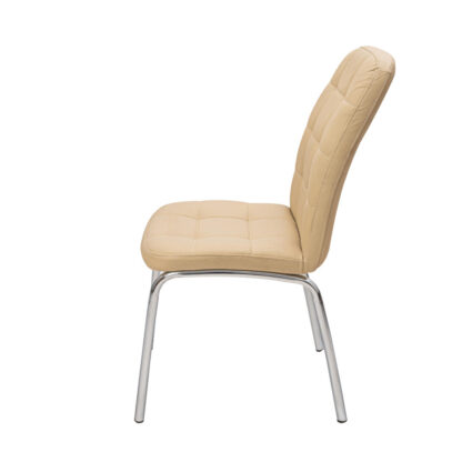 Scaun S-02 Ross, Crem, Piele ecologica, Metal cromat - imagine 3