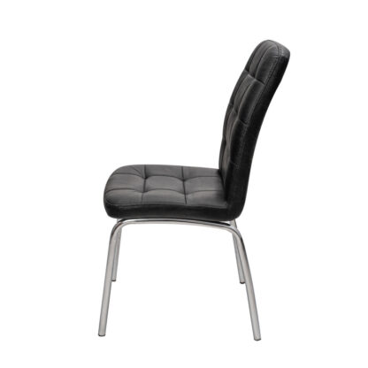 Scaun S-02 Ross, Negru, Piele ecologica, Metal cromat - imagine 2