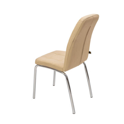 Scaun S-02 Ross, Crem, Piele ecologica, Metal cromat - imagine 4