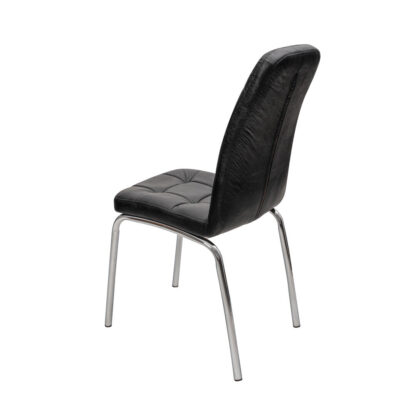 Scaun S-02 Ross, Negru, Piele ecologica, Metal cromat - imagine 3