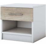 Set Dormitor Beta, Alb/Sonoma, Dulap 150 cm, Pat 160x200 cm, 2 noptiere, comoda - imagine 7