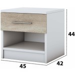 Set Dormitor Beta, Alb/Sonoma, Dulap 150 cm, Pat 160x200 cm, 2 noptiere, comoda - imagine 8