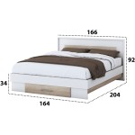Set Dormitor Beta, Alb/Sonoma, Dulap 150 cm, Pat 160x200 cm, 2 noptiere, comoda - imagine 6